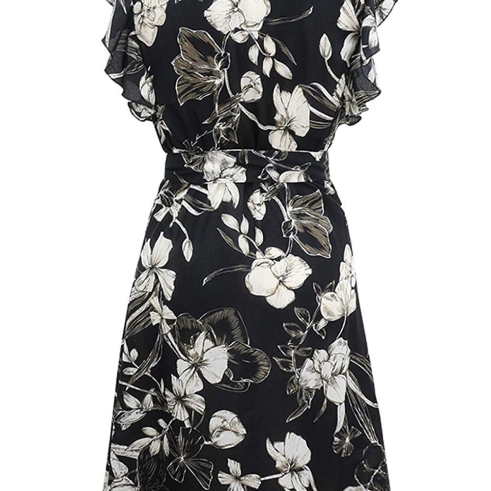 NWT Flutter Sleeve Button A-line Floral Sundress - Picture 6 of 7
